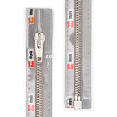 Rits deelbaar | Opti | metaal zilver M60 | 80 cm | 004 lichtgrijs Deelbare Rits OPTI - D - M60 - ZILVER - 80 - CM - 004 - LICHTGRIJS